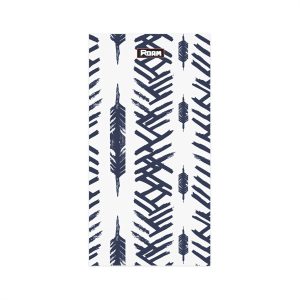 White and navy blue striped arrow pattern, in the style of tribal print, lightweight neck gator. – Style #1