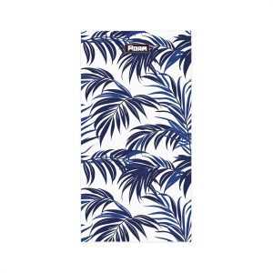 White and navy blue with palm pattern, lightweight neck gator. – Style #2